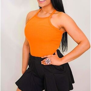 🆕🌿🧡PETAL DEW: TANGERINE Rib Knit Tank Top LARGE